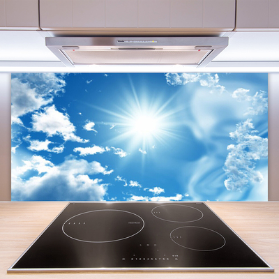 Skleněné obklady do kuchyně Slunce Mraky Nebe Modř
