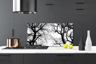 Skleněné obklady do kuchyně Stromy Příroda Černobílý
