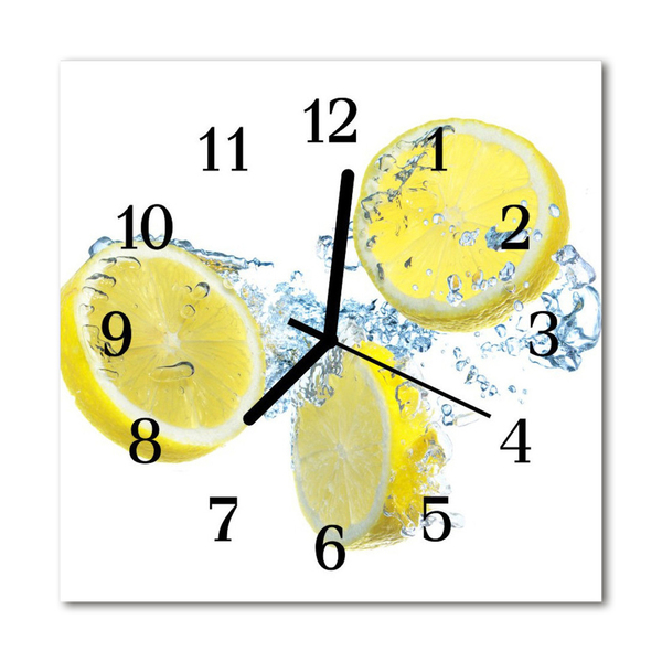 Skleněné hodiny čtvercové citróny