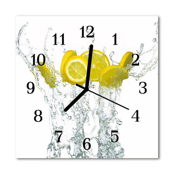 Skleněné hodiny čtvercové Citronová voda