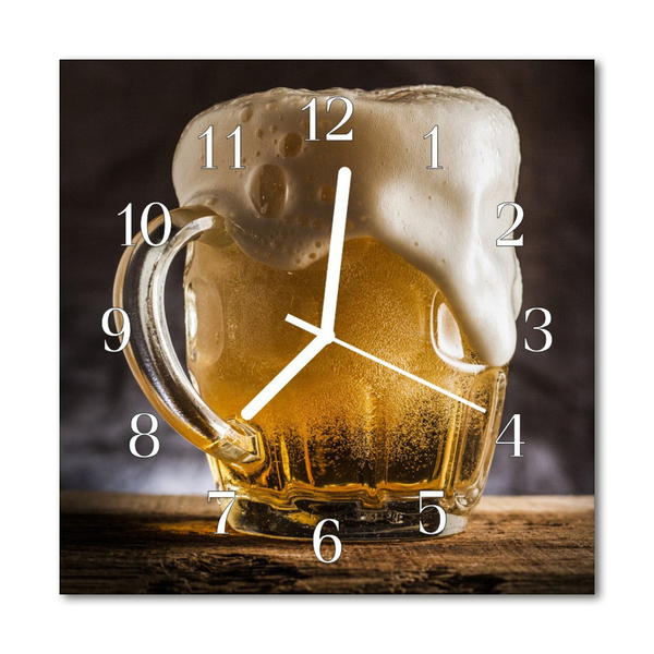 Nástenné skleněné hodiny pivo