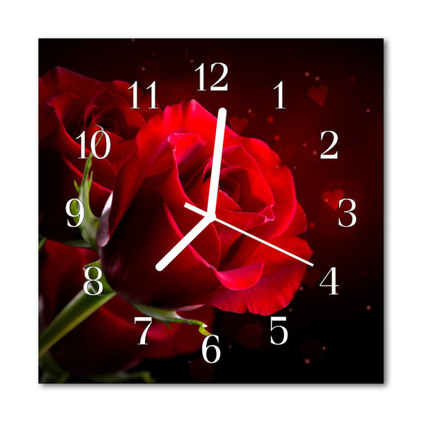 Nástenné skleněné hodiny růže