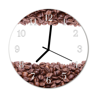 Skleněné hodiny kulaté Zrnková káva