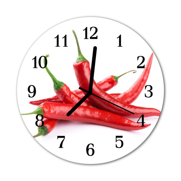 Skleněné hodiny kulaté chilli