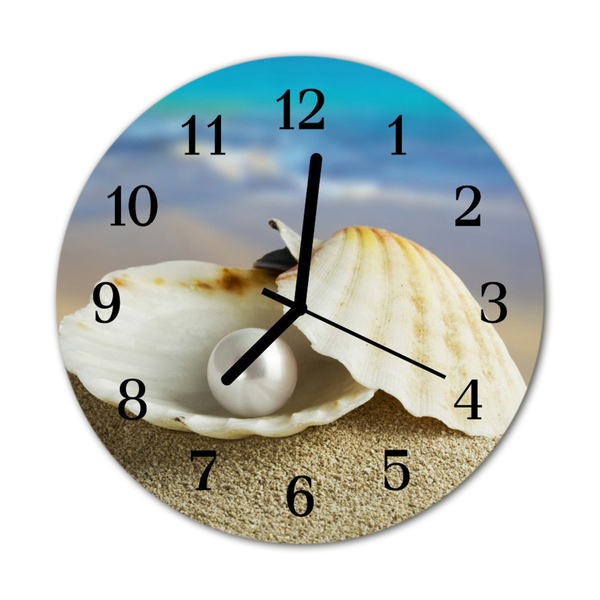 Skleněné hodiny kulaté Pearl shells