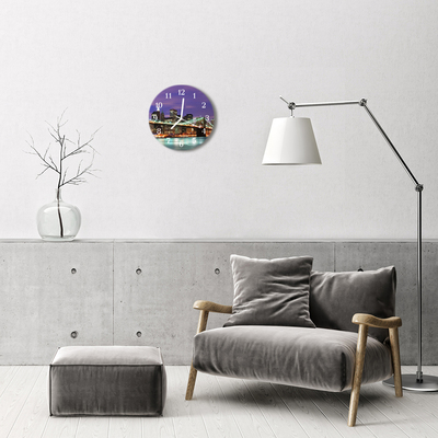 Skleněné hodiny kulaté Skyline mostu
