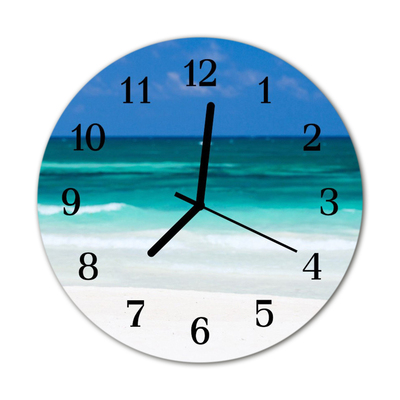 Skleněné hodiny kulaté Moře na pláži