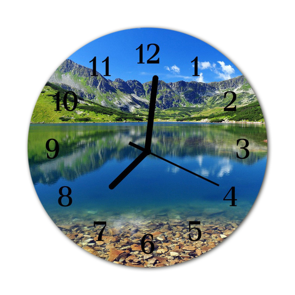 Skleněné hodiny kulaté Horské jezero
