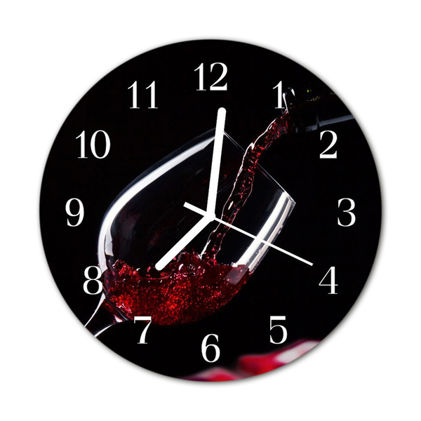 Nástenné skleněné hodiny víno