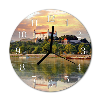 Nástenné skleněné hodiny Řecký hrad