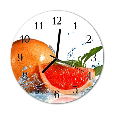 Nástenné skleněné hodiny grapefruit