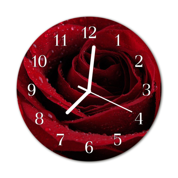 Nástenné skleněné hodiny růže