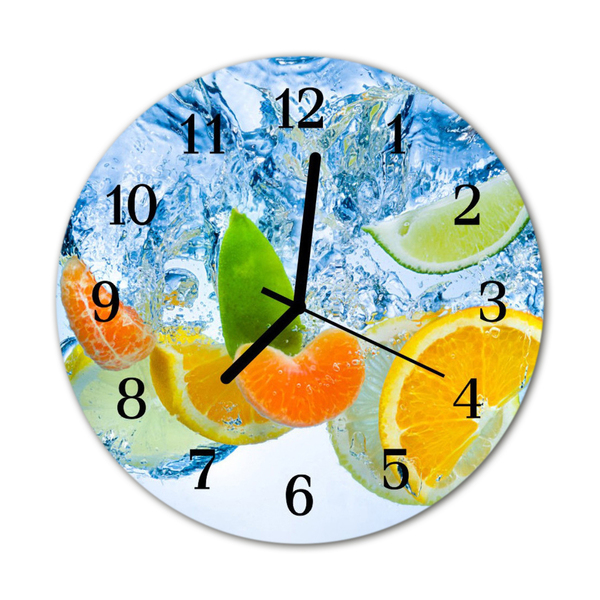 Nástenné skleněné hodiny citrus