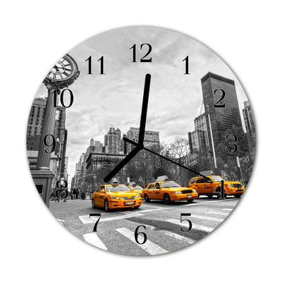Nástenné skleněné hodiny taxi