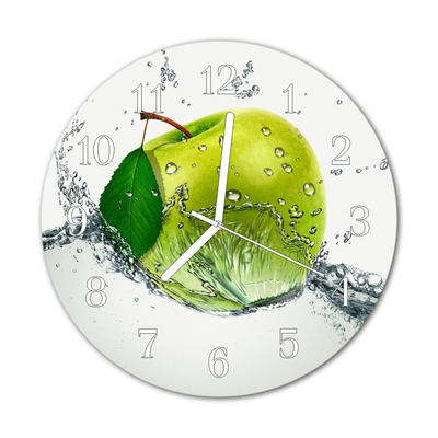 Nástenné skleněné hodiny jablko