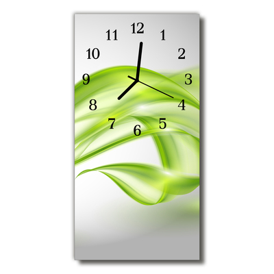 Skleněné hodiny vertikální Umělecké abstraktní zelené čáry