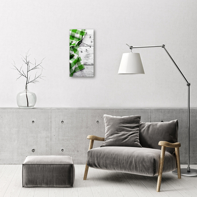 Skleněné hodiny vertikální Umění plátno ze zeleného dřeva