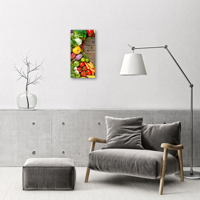 Skleněné hodiny vertikální Kuchyňská zelenina barevné dřevo