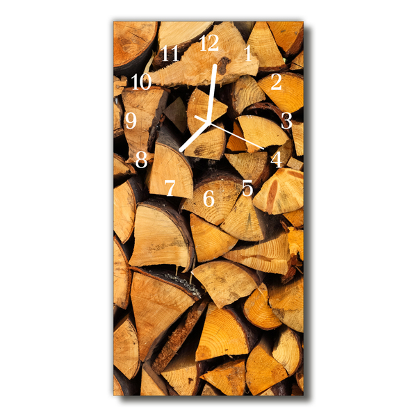 Skleněné hodiny vertikální Béžové dřevěné dřevo
