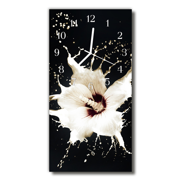 Skleněné hodiny vertikální Květiny Bílý květ