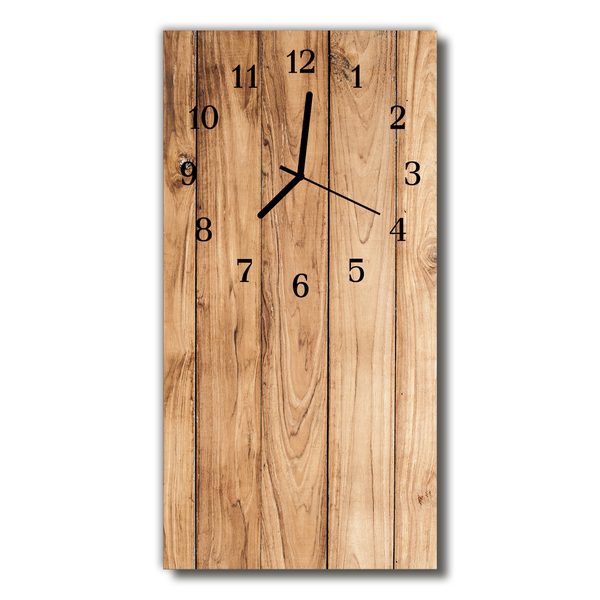 Skleněné hodiny vertikální Přírodní béžové dřevo