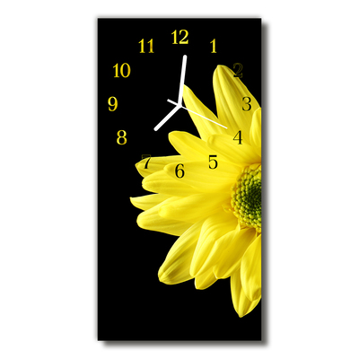 Skleněné hodiny vertikální  Květiny, příroda, žluté okvětní lístky