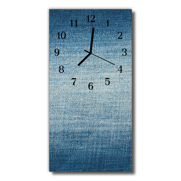 Skleněné hodiny vertikální Modrá vláknitá tkanina