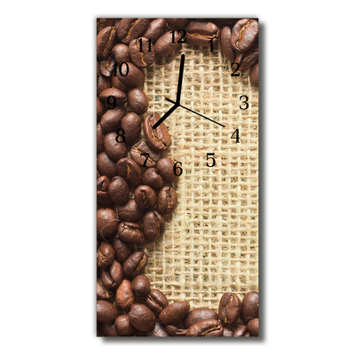 Skleněné hodiny vertikální Kuchyně Kávová zrna béžová