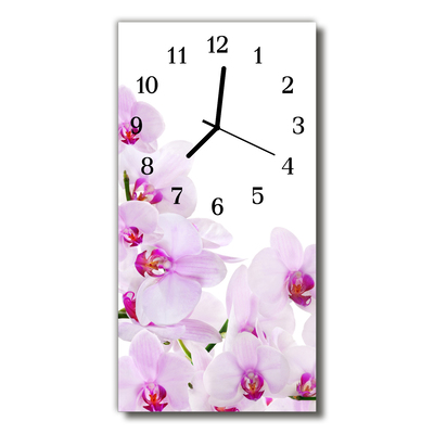 Skleněné hodiny vertikální Květy Fialové orchideje