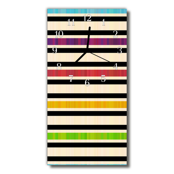 Skleněné hodiny vertikální  Umělecké pruhy barevných čar