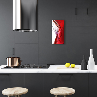 Skleněné hodiny vertikální Kuchyňská abstrakce červená