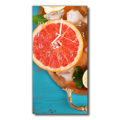 Skleněné hodiny vertikální Kuchyně grapefruity barevné ovoce