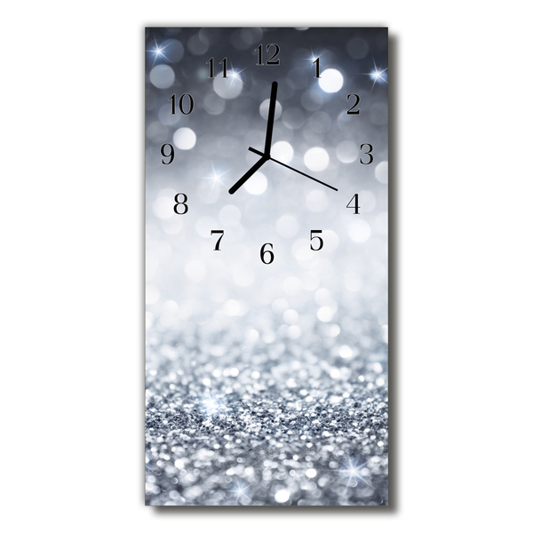 Nástěnné hodiny vertikální Zářivá stříbrná brokát