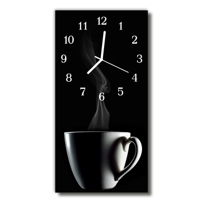 Nástěnné hodiny vertikální Kuchyně. Šálek černé kávy