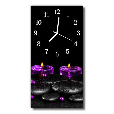 Nástěnné hodiny vertikální Kameny s barevnými lázeňskými svíčkami