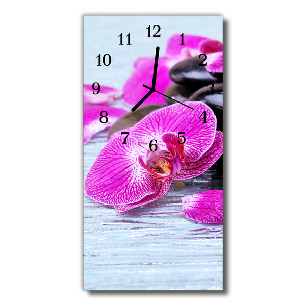 Nástěnné hodiny vertikální Květy orchidejí barevné