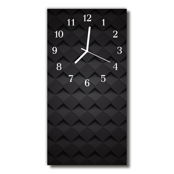 Nástěnné hodiny vertikální Moderní 3D černá mozaika