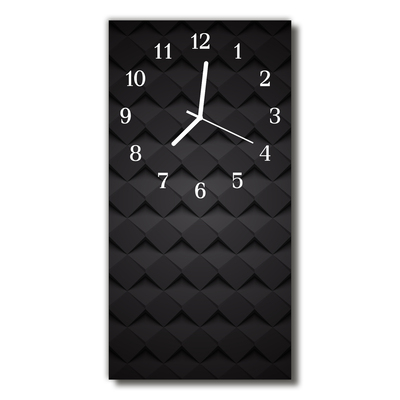 Nástěnné hodiny vertikální Moderní 3D černá mozaika
