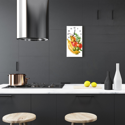 Nástěnné hodiny vertikální Kuchyňské ovoce banány akvarel