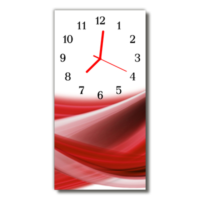 Nástěnné hodiny vertikální  Abstraktivní čáry jsou vlnky červené