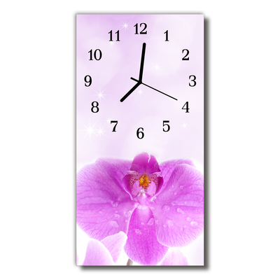 Nástěnné hodiny vertikální Růžové květiny orchideje