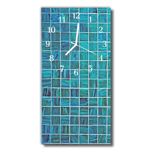 Nástěnné hodiny vertikální Cube Blue modré dlaždice