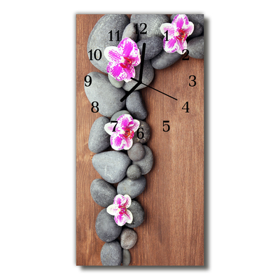 Nástěnné hodiny vertikální Květiny Stones barevné orchideje