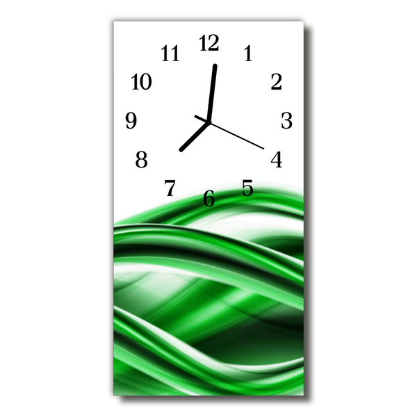 Nástěnné hodiny vertikální Umění abstrakce zelená vlna