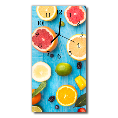 Nástěnné hodiny vertikální Kuchyně Ovoce barevné citrusy