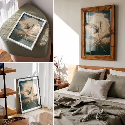 Plakát ilustrace starého muže z roku 1794, jak pokládá kompas na zem