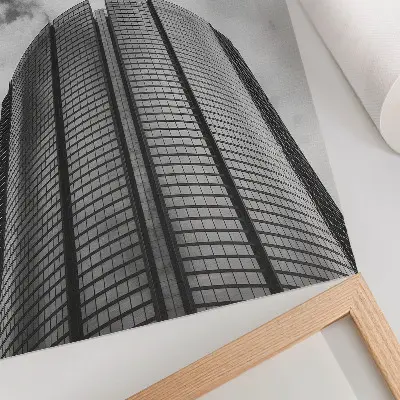 Plakát moderní mrakodrap se symetrickou elegancí