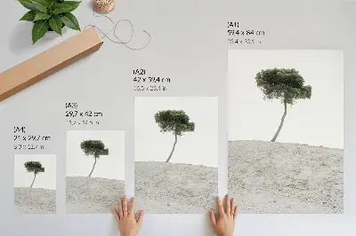 Plakát osamělý strom na světlém pozadí v minimalistickém stylu