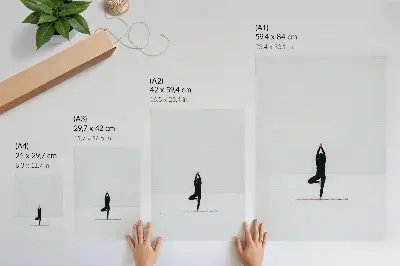 Plakát na zeď minimalistický motiv postavy při józe znázorňující mír a harmonii