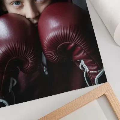 Nástěnný plakát dítě ve vínové mikině s minimalistickými boxerskými rukavicemi